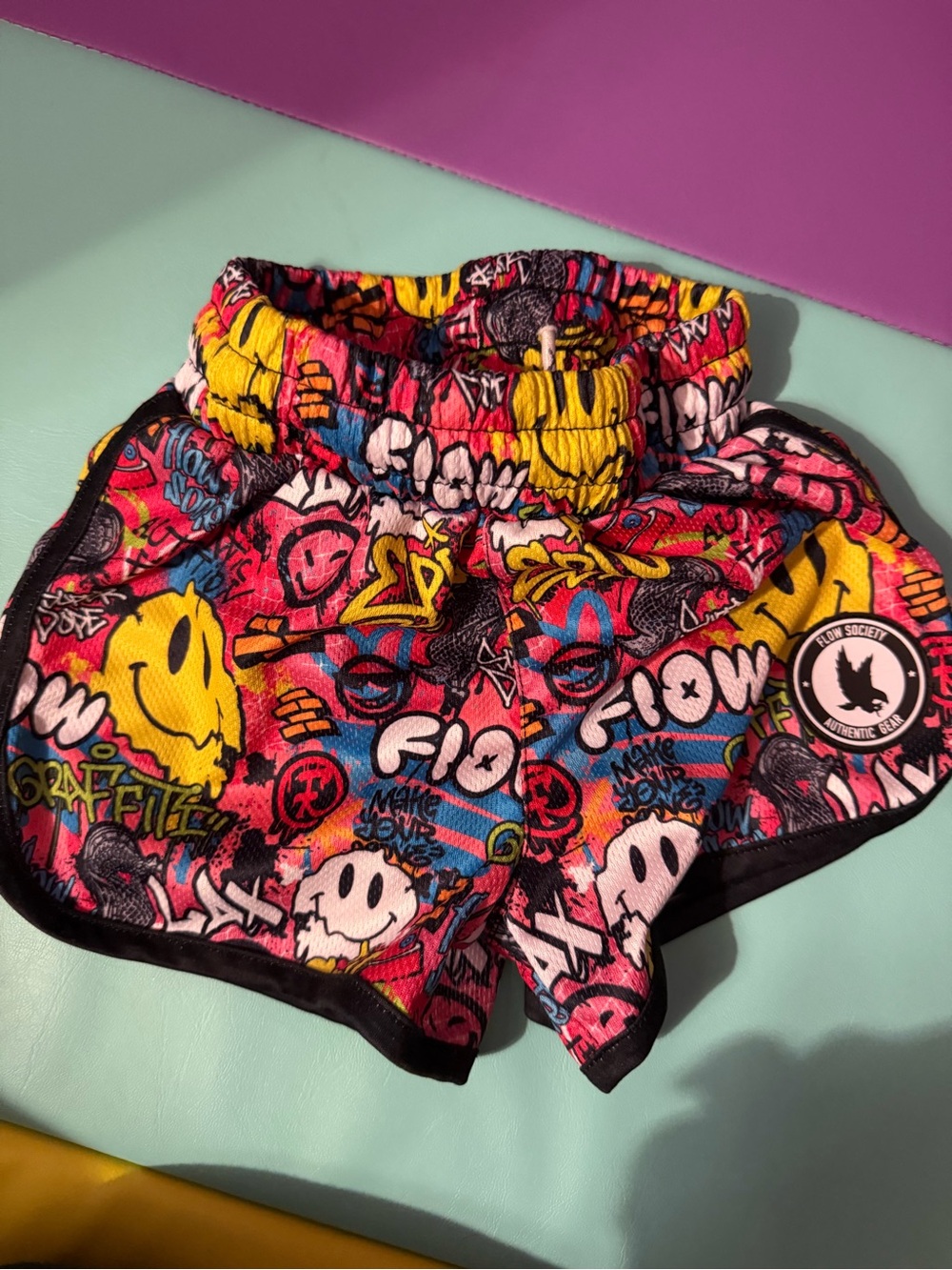 Girls' Multicolor Graffiti Print Flow Society Athletic Shorts